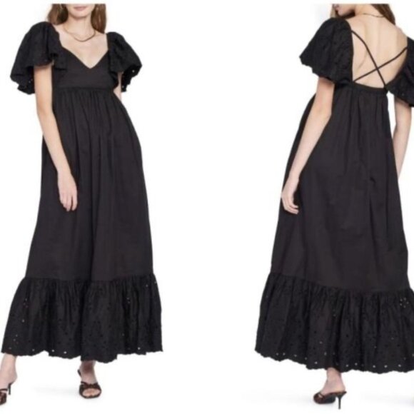 Zara Dresses & Skirts - Zara Open Work Embroidered Dress Black Size Small